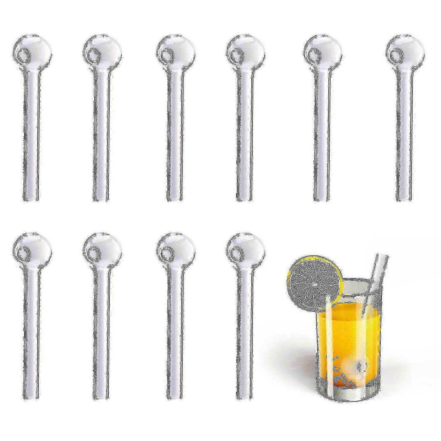 10 Pcs Glass Pyrex Drinking Straws Pack Round Head Design Reusable Ecofriendly -ys