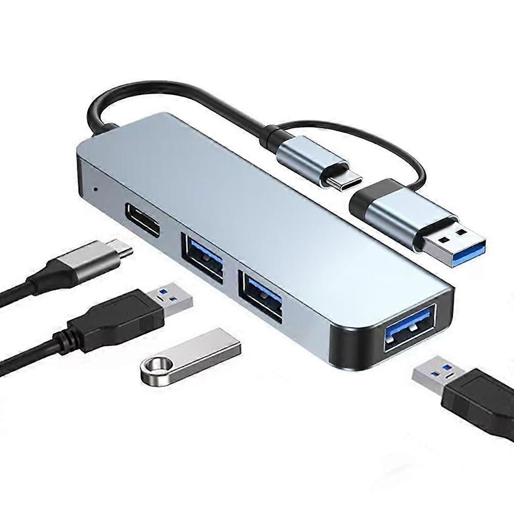 USB TypeC Dual Port Laptop PC Docking Station USB 3.0 Hub MultiPort Splitter
