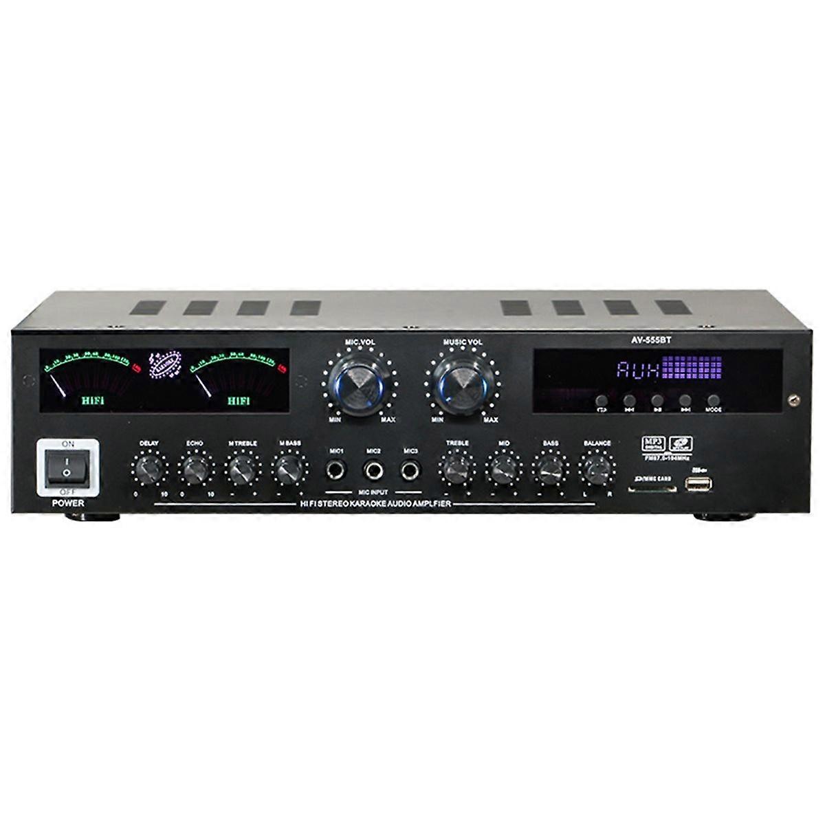 AV-555BT Dynamic Screen Sound Amplifier HiFi Stereo Digital Bluetooth5.0 Amplify for Home Car Karaok