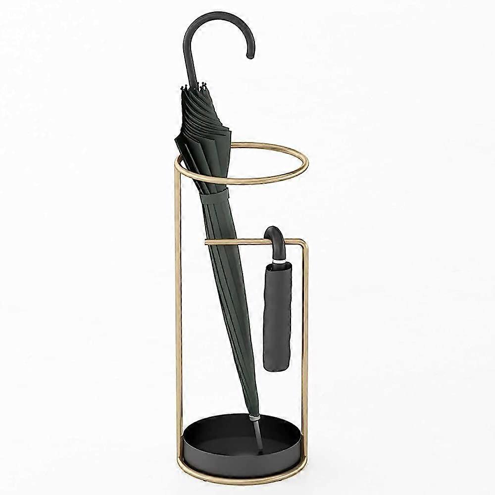 Metal Umbrella Stand with Removable Drip Tray, Round Standing Holder for Home and Office Entryway Storage