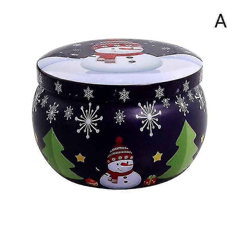 Mini boîte de bonbons ronde en fer blanc de Noël - bocaux en étain parfumés, récipient à bougie