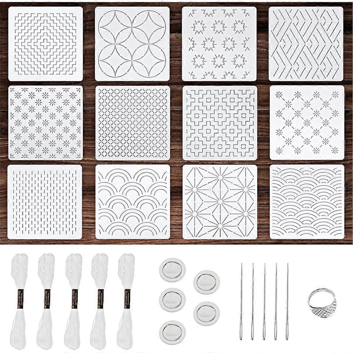 28pcs Plastic Stencil Kit, Template Pattern Geometric Embroidery Thread Drawing Line Template for Ha