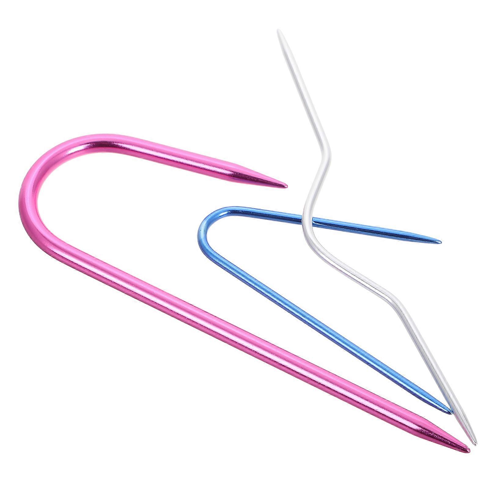 3 Pcs U Shaped Twisted Needle Set For Knitting Projects Assorted Color Durable Aluminum Yarn Manipulation Tools