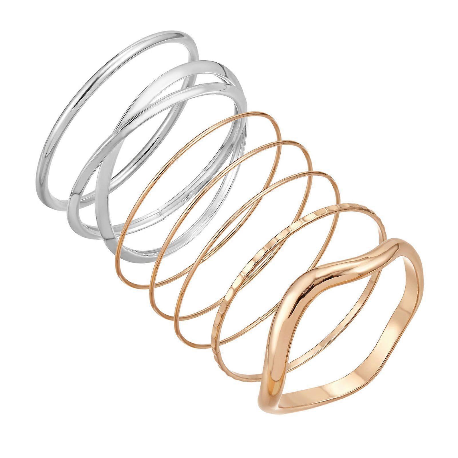 7 Pcs Gold Silver Bangle Bracelet Set for Women Multi Layer Stackable Cuff Bracelets Minimalist Boho Bangle Jewelry Gift for Her