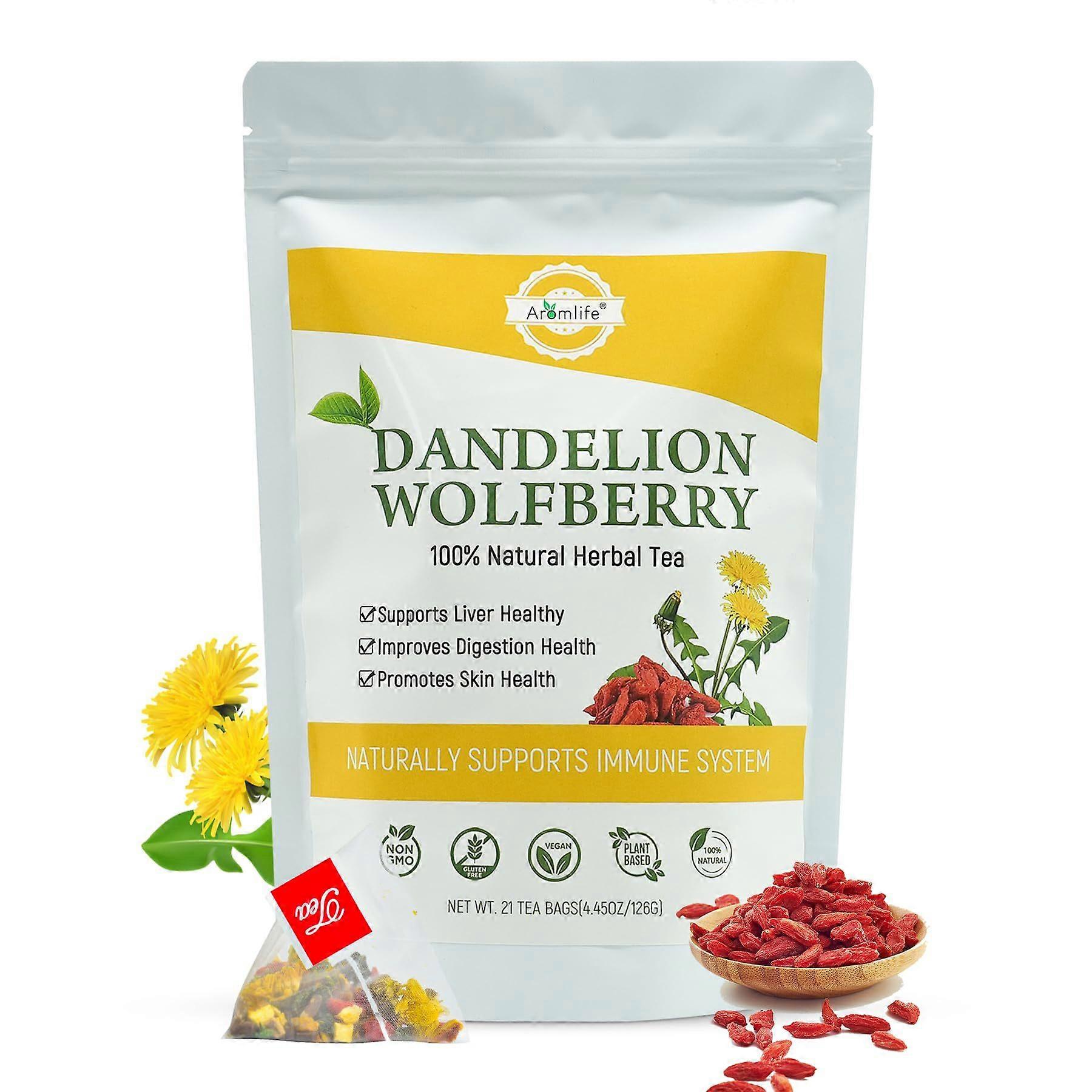 مزيج شاي أعشاب عضوي نقي 100٪ - جذر الهندباء ، Wolfberry & More ، غير معدل وراثيا ، نباتي ، خالي من الغلوتين ، خالي من المواد الحافظة