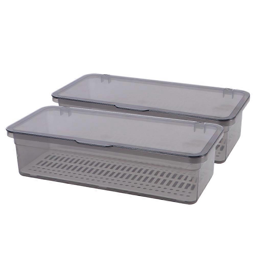 Chopstick Box Organizer 2Pcs Rectangular Tableware Holder Ideal For Households Grey PP