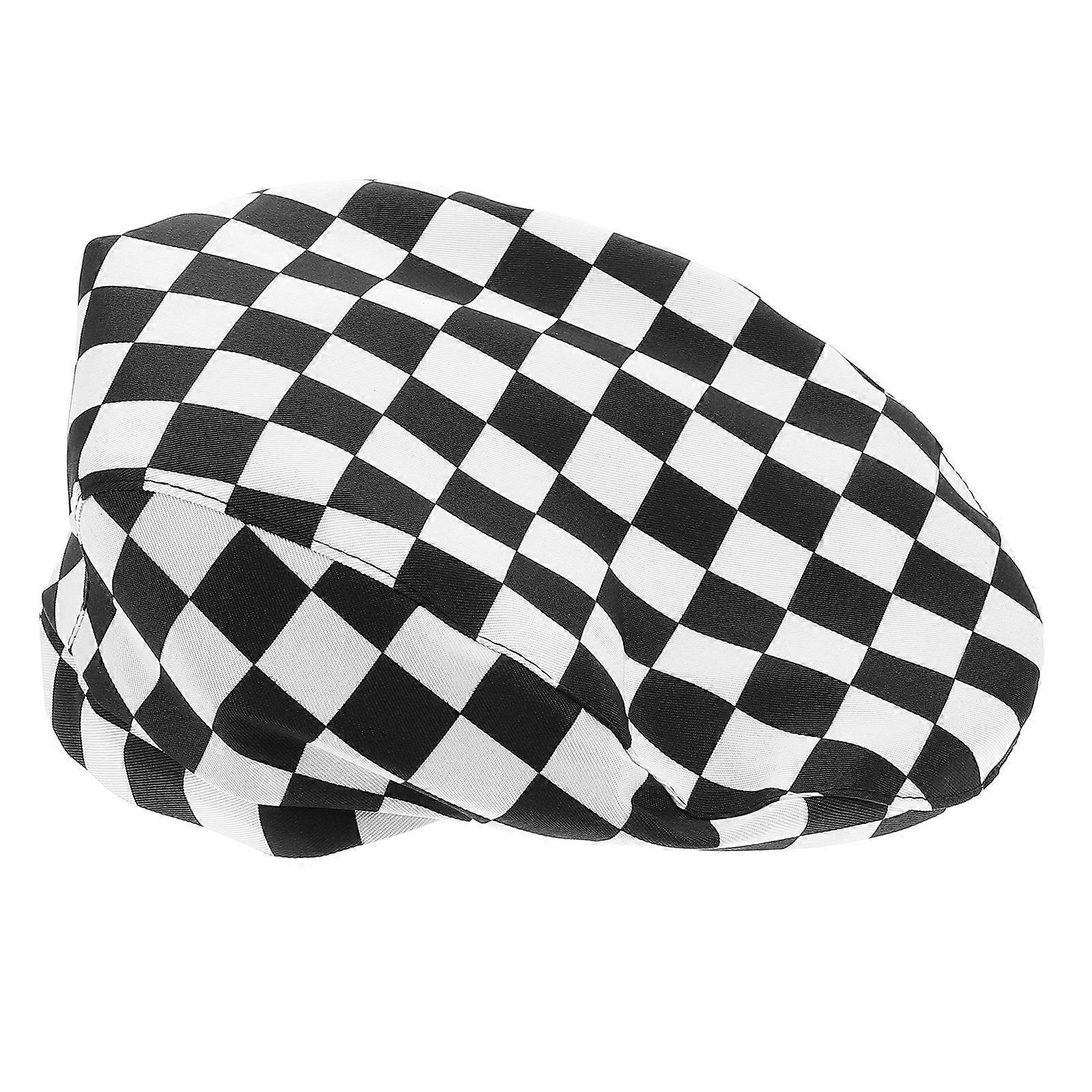 Checkered Print Chef Hat for Cooking Use Versatile Beret