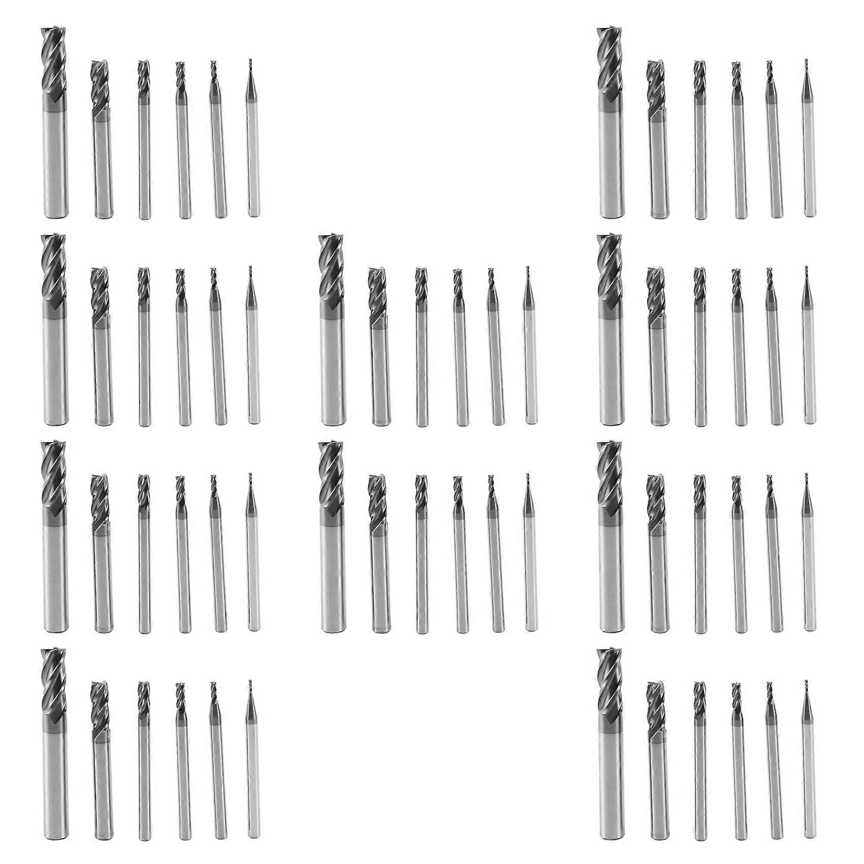 60Pcs 4 Flutes End Mills Set for Steels Square CNC Carbide Milling Cutter Spiral Router Bits Dia(1 2 3 4 6 8mm)