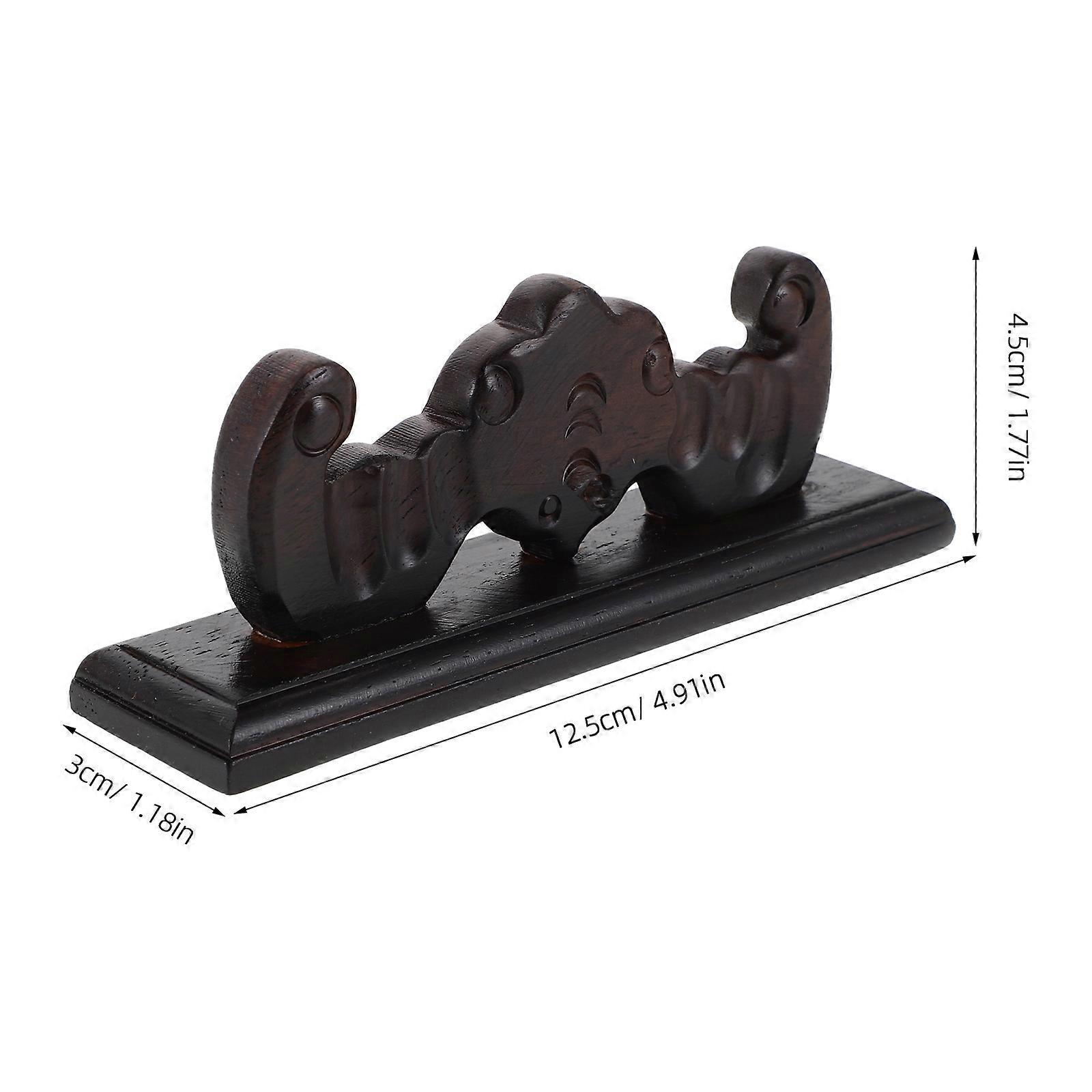 Brown Bamboo Flute Stand Wood Desktop Holder for Storage of Two Instruments