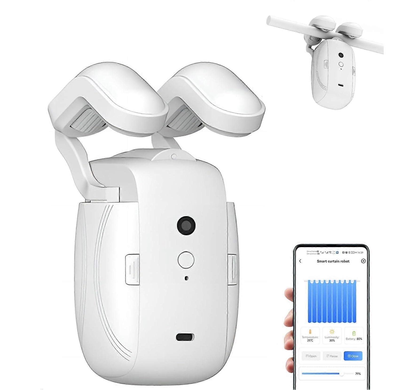 Smart Curtain Opener for Roman Rod Tracks with App Control, Voice Assistant, Timer and Light Sensor