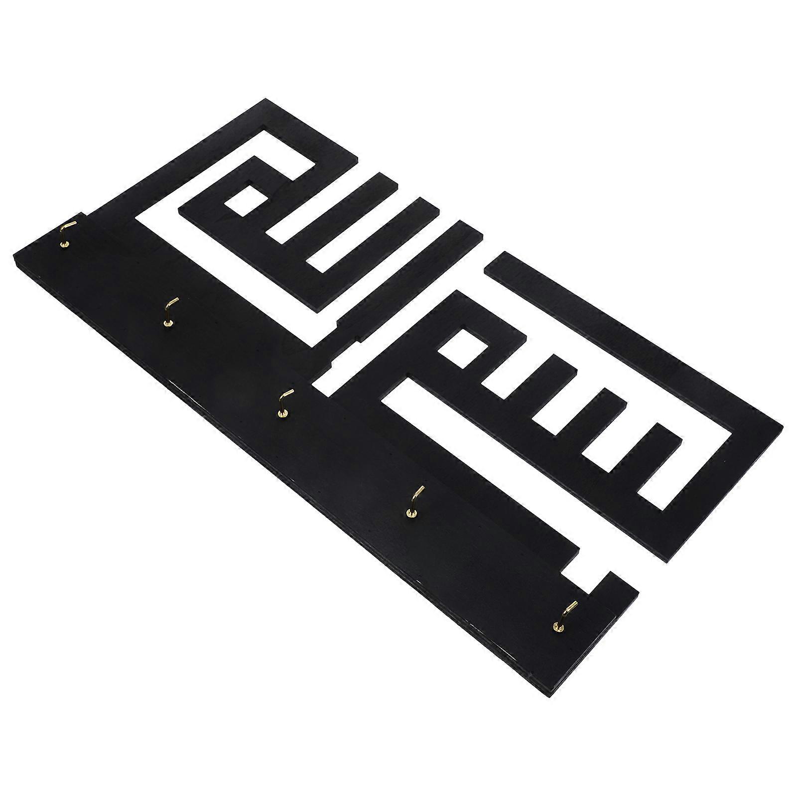 Black Wooden Key Holder for Wall Mounted Storage Hook 2Pcs Decorative