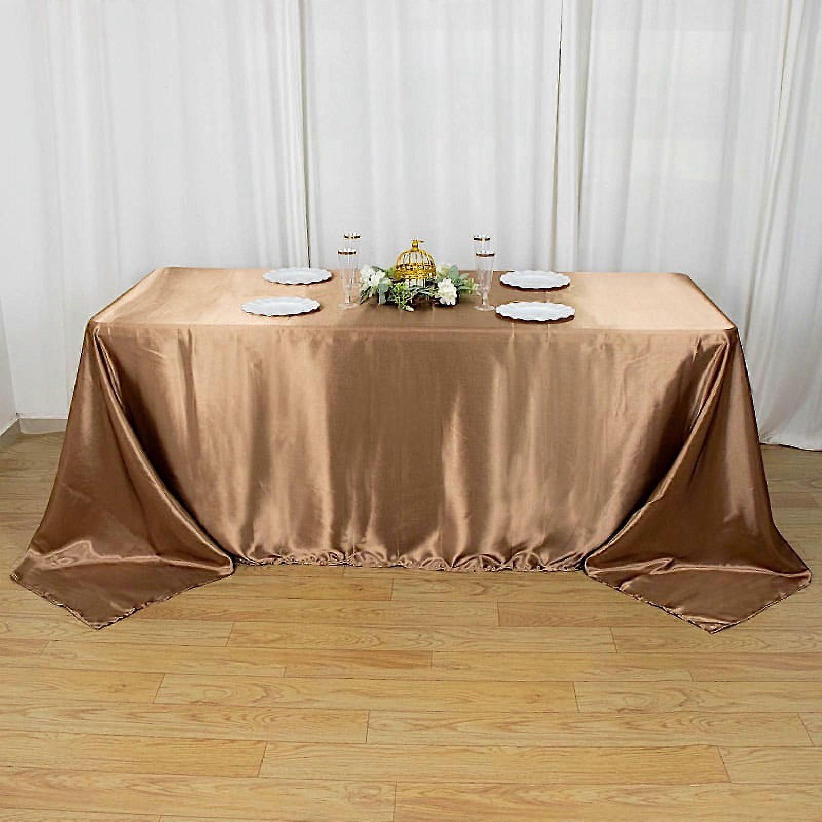 BalsaCircle 90" x 132" Satin Rectangular Tablecloth Taupe