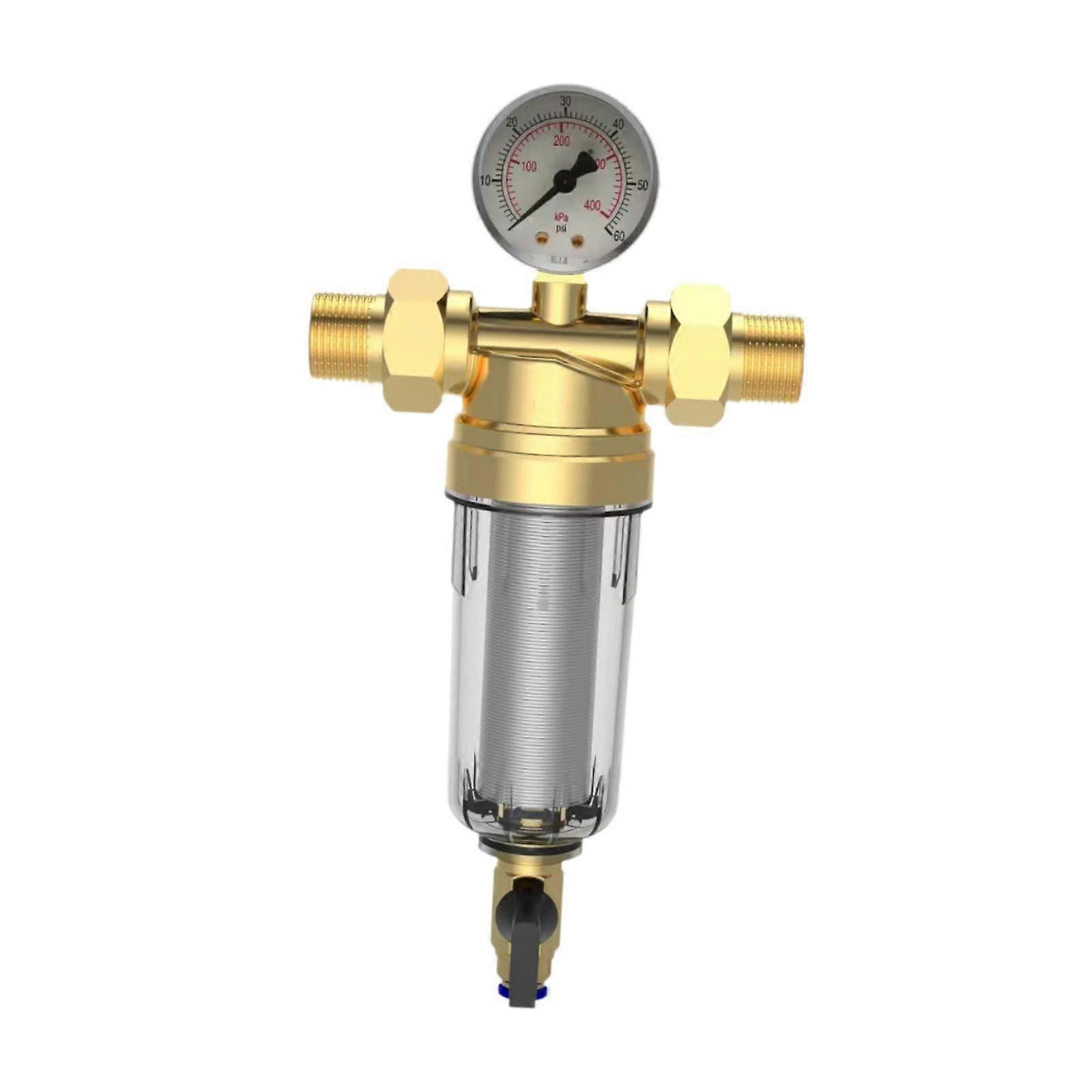 Whole House Water Filter with Reusable Spin Down Sediment Filter, Brass Backwash Housing G4