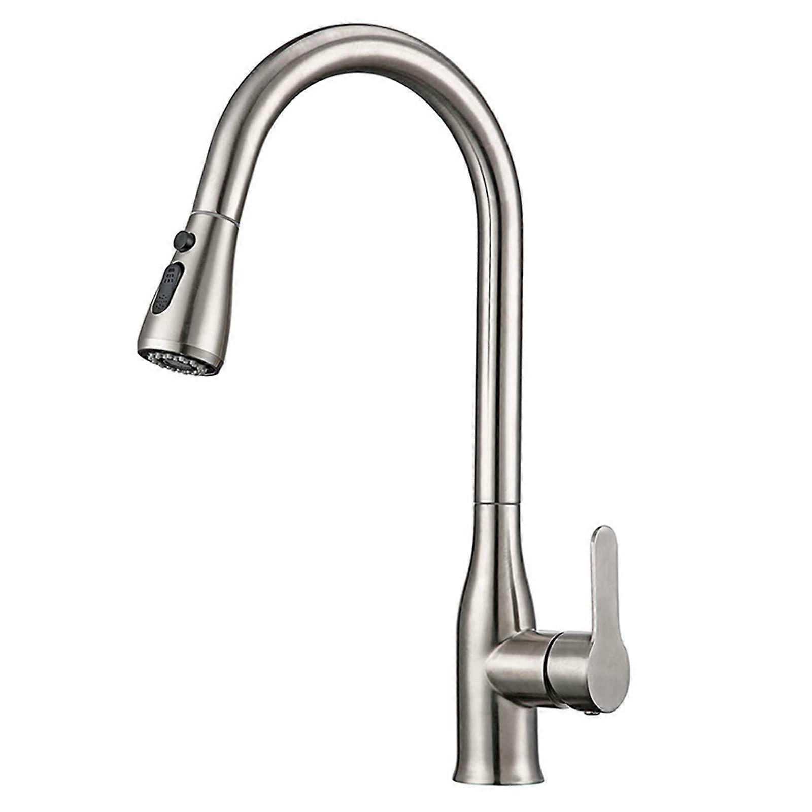 Brushed Nickel Pull Down Kitchen Faucet with 360° Swivel Spout and Single Handle Control