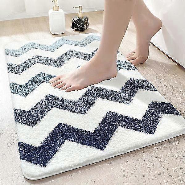 40x60cm, Blue Non-slip Bathroom Mat, Soft Microfiber Shower Mat, M