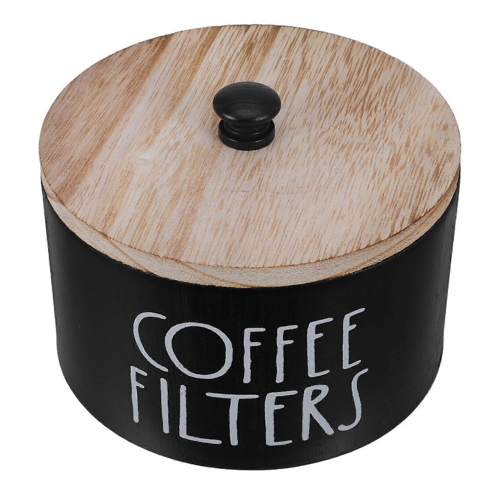 Rustic Wooden Coffee Filter Holder with Lid, MoistureResistant Storage for Countertop Organization