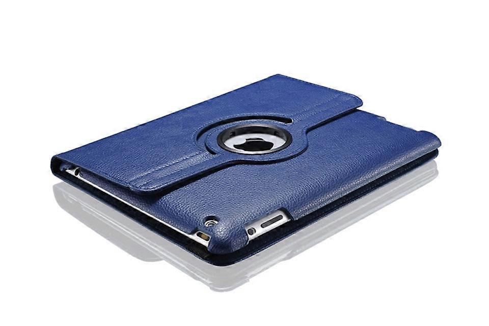Capa elegante para iPad Pro de 9,7 polegadas, azul escuro, giratória, em couro com textura de lichia.