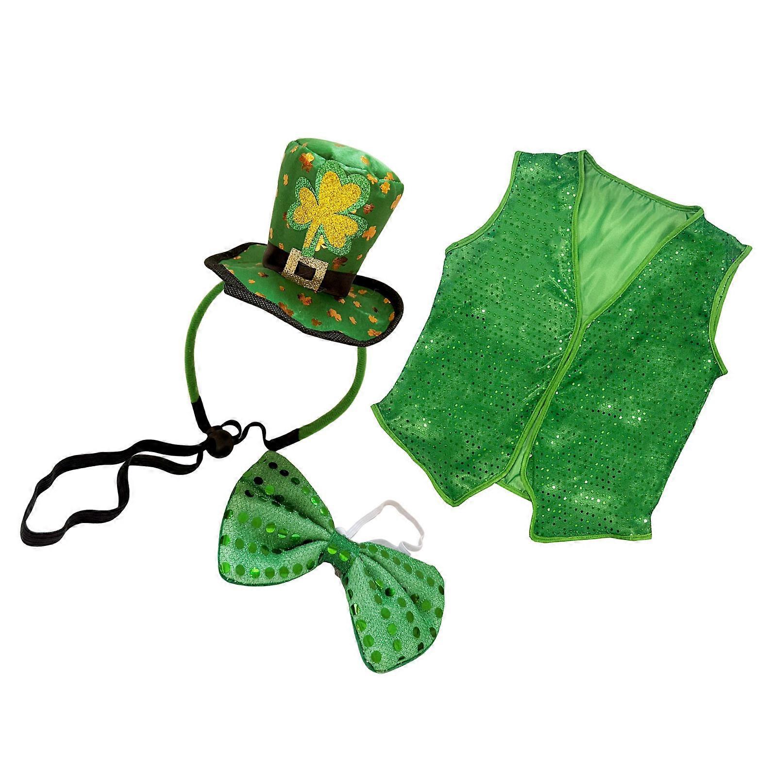 User Friendly Polyester Plastic Patricks Day Parties Outfit Including Top Hats Headbands Bowtie for Solid Wear Multicolor