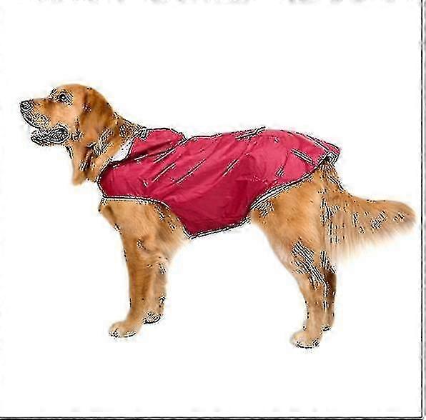 Extra Large Hooded Dog Raincoat With Reflective Strips 100% Waterproof Dog Rain Jacket
