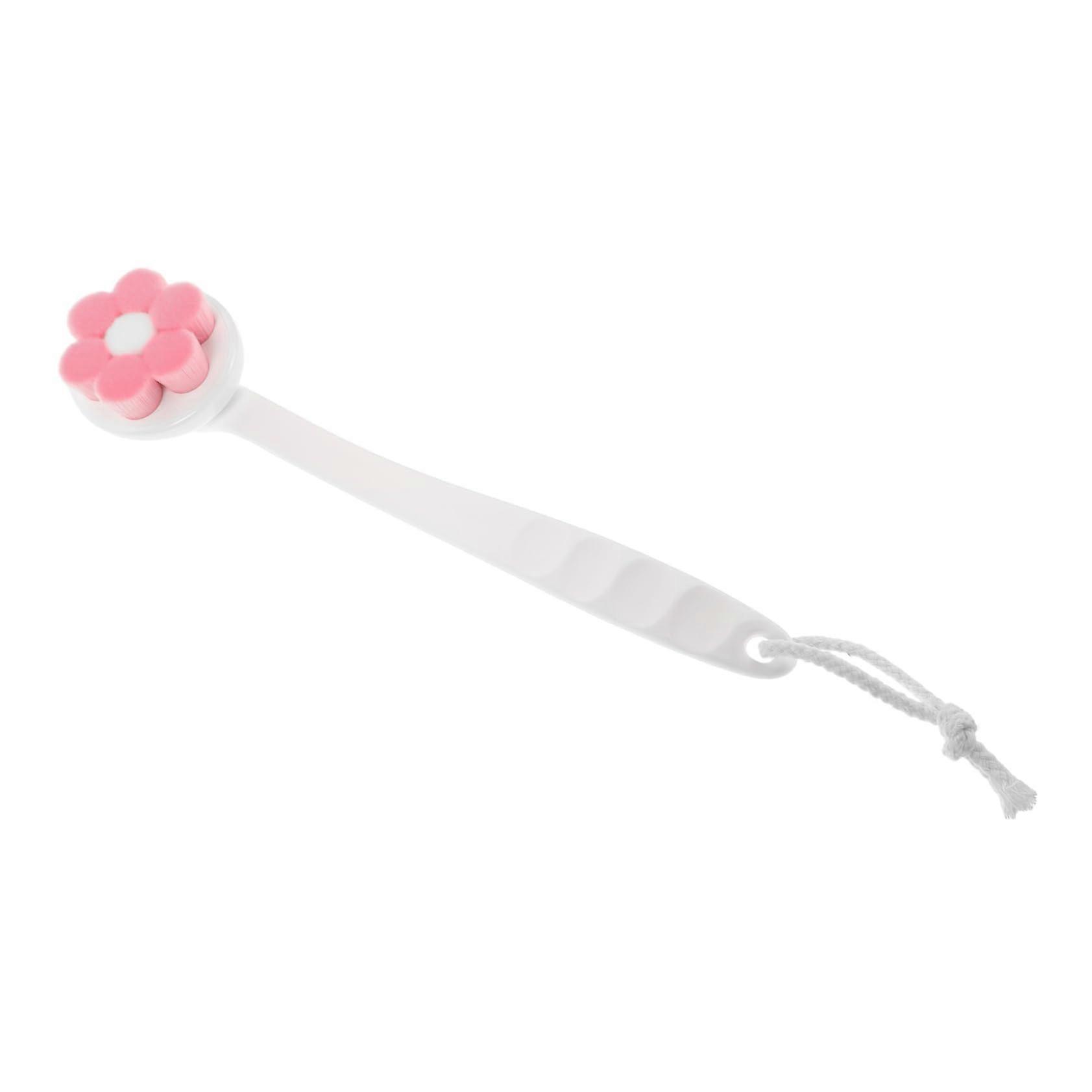 Bath Back Scrubber with Long Handle and Detachable Soft Bristle Brush for Back Cleaning