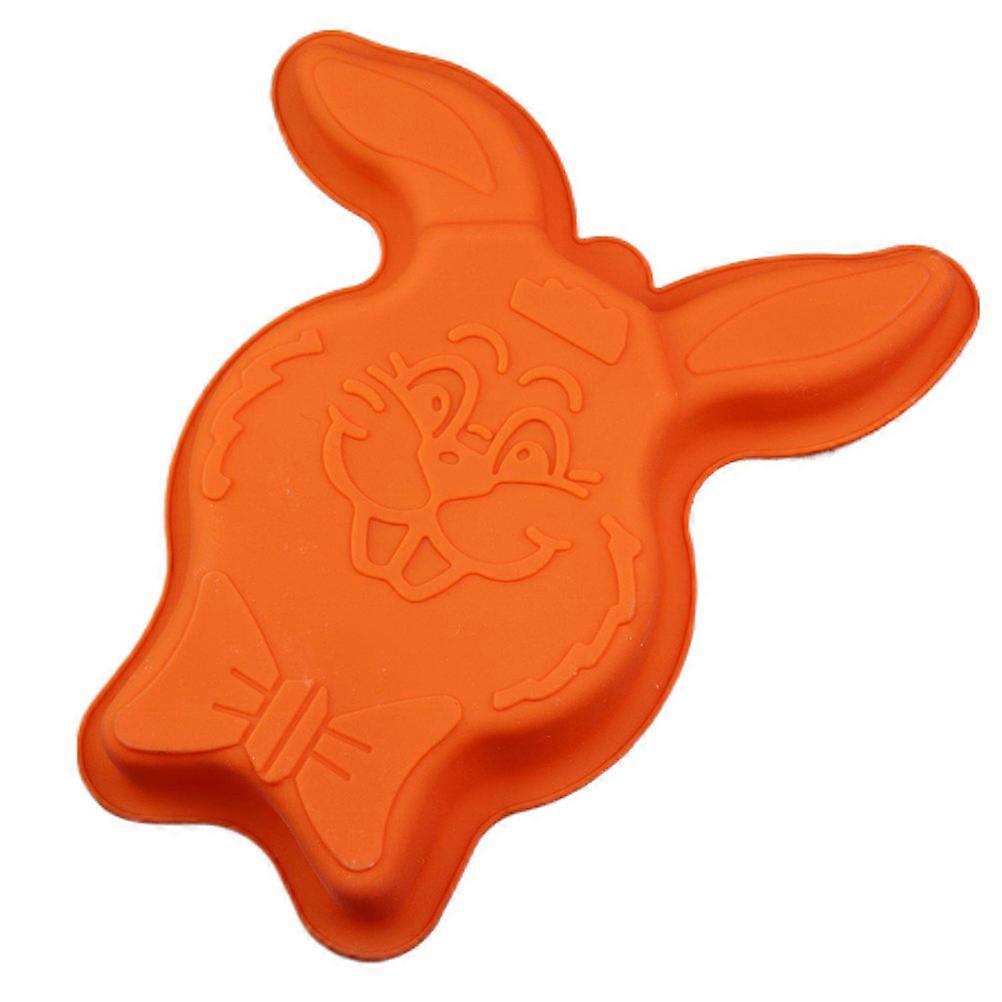 Silicone Baking Mold Rabbit Shaped Cake Mold for Baking Use 1Pcs Orange