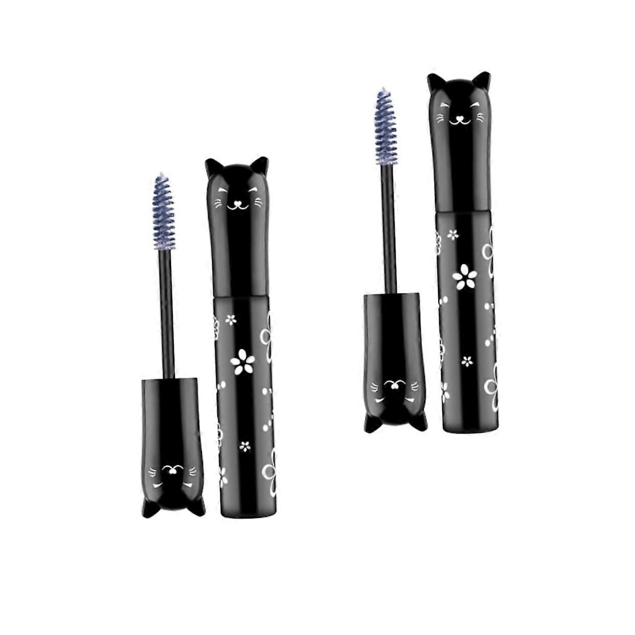 2pcs Waterproof Colored Mascara Set with QuickDry Lengthening Curling Brush White