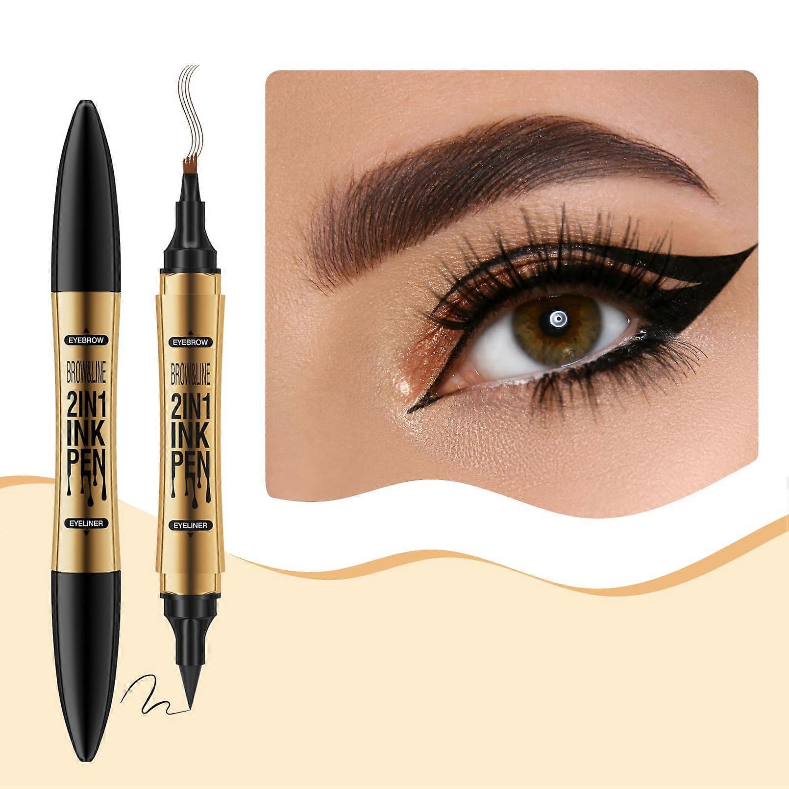 Waterproof SmudgeProof 4Tip Microblade Eyebrow Pencil for Natural Brows Soft Brown