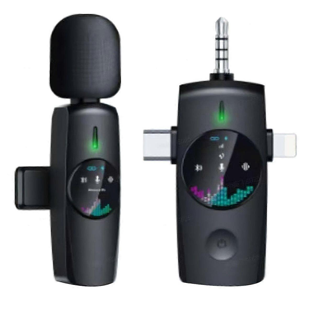 Wireless Lavalier Microphone System, 2 Channel, Omnidirectional, USB, Bluetooth for DSLR, Cameras,