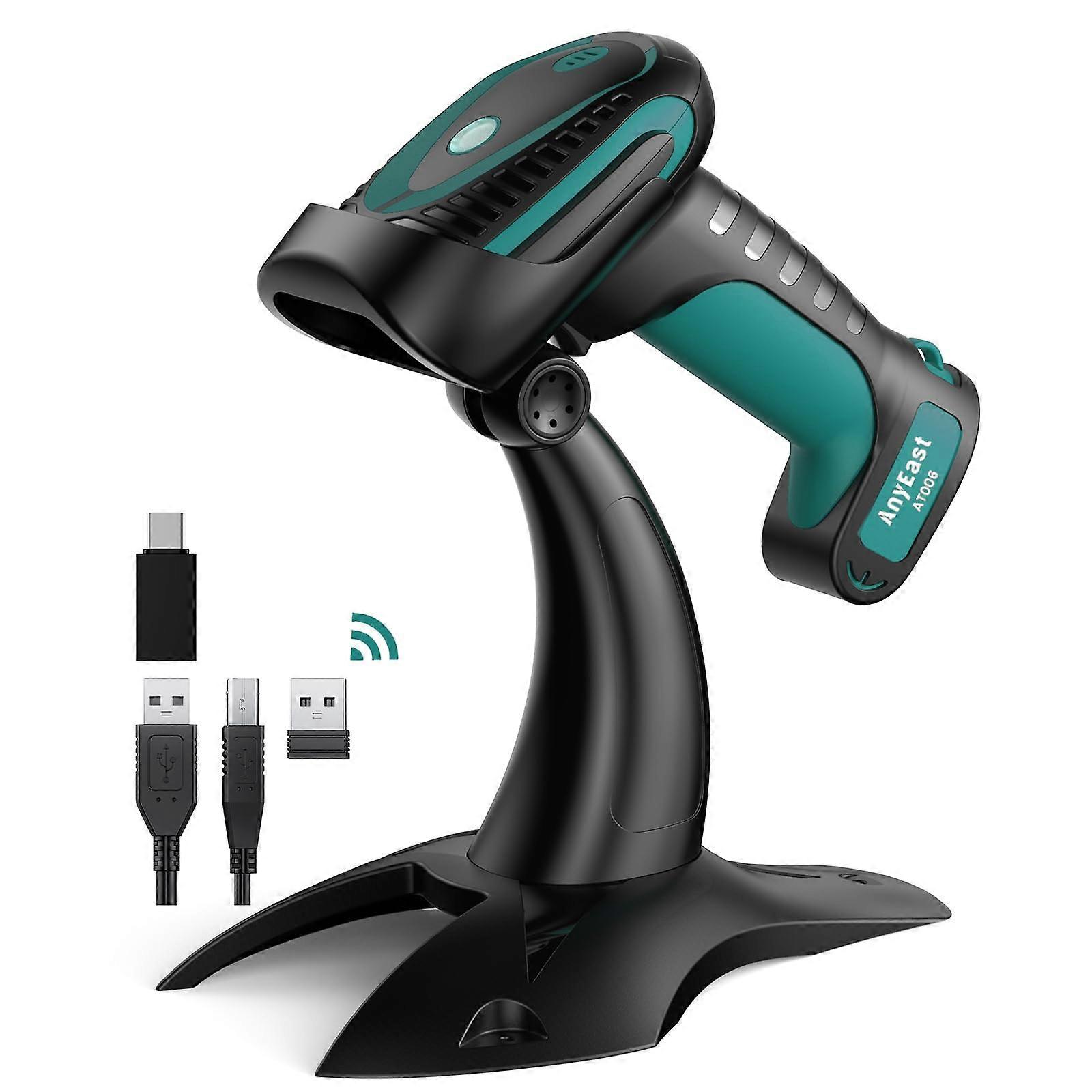 Wireless Bluetooth 2D Barcode Scanner with Stand, IP65 Waterproof QR Reader for POS and Inventory