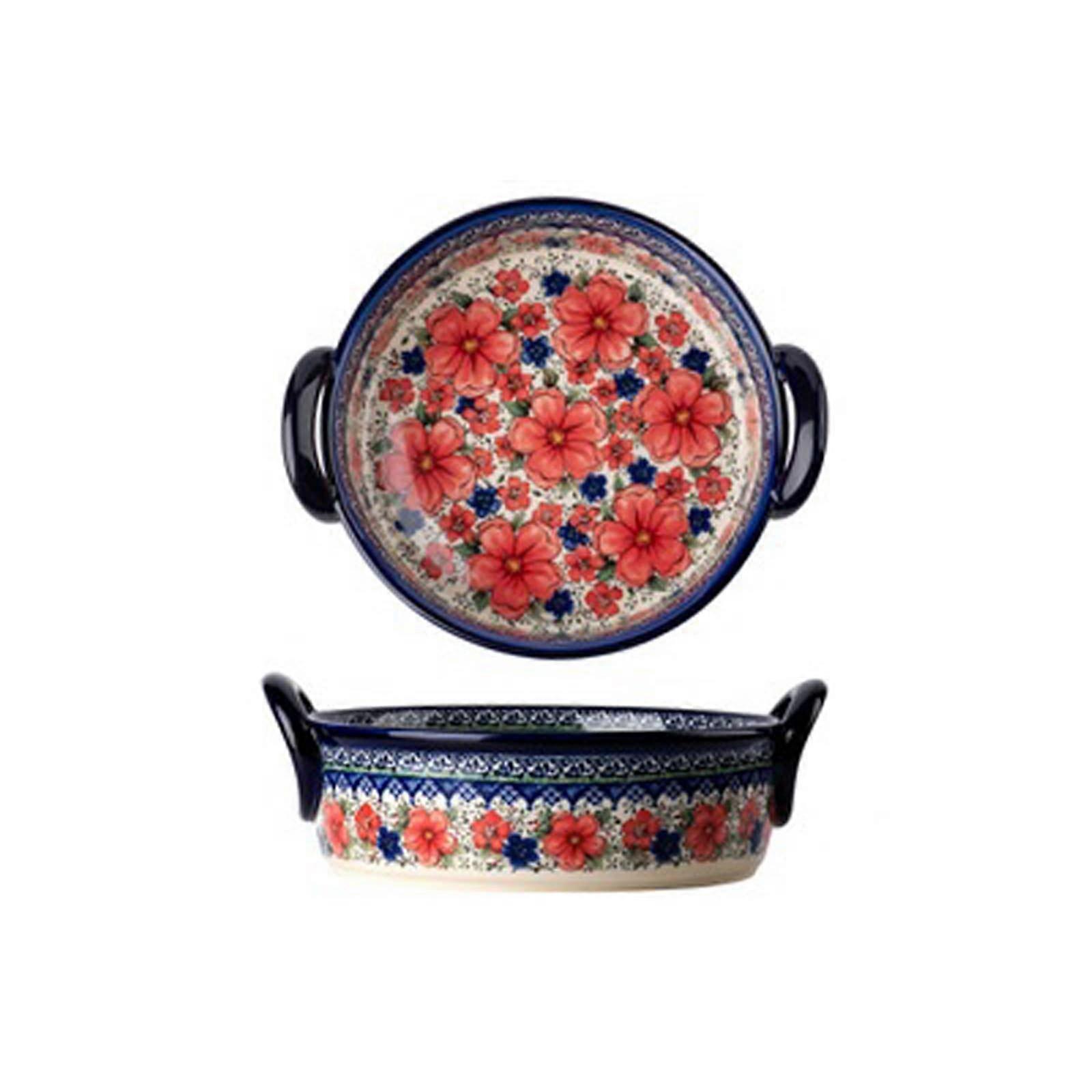 Ceramic Baking Dish with Handles, Retro Oven Safe Bakeware Set, Easy Clean Glazed, 2 Pcs