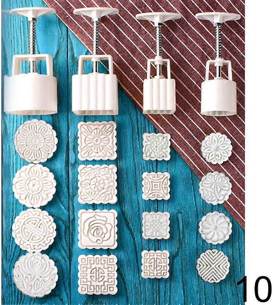 Mooncake Mold and Stamp Set with Multiple Patterns, Adjustable Height for MidAutumn Festival DIY