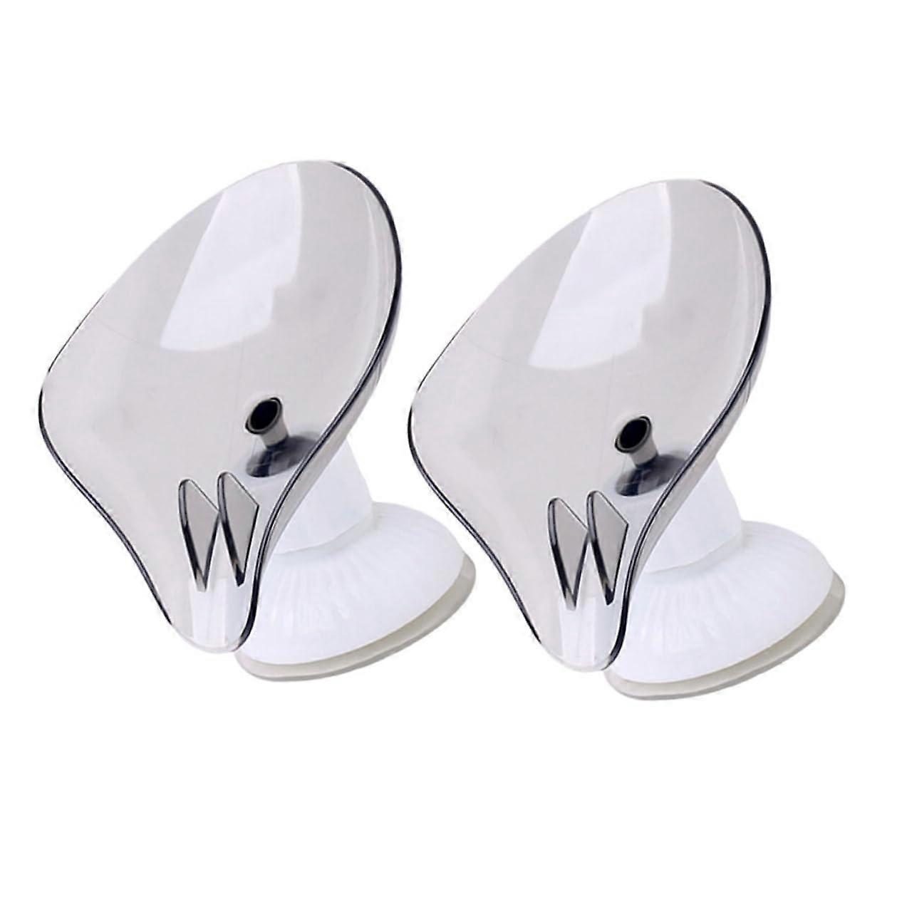 2pcs Leaf Shaped SelfDraining Soap Holder with Rotatable Suction Cups NoDrill Bathroom Soap Dish