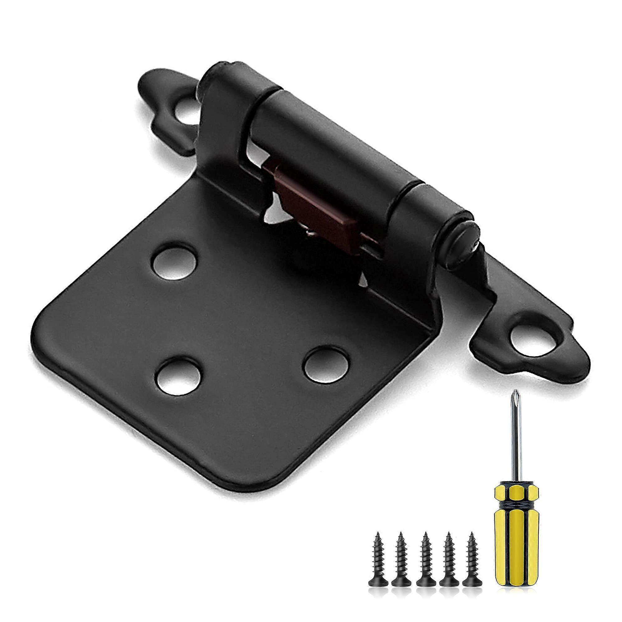 2 Pack Matte Black SelfClosing Half Overlay Kitchen Cabinet Door Hinges with Screws