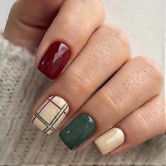 Set mit quadratischen künstlichen Fingernägeln zum Aufkleben – Bunte, glänzende Kunstnägel, passgenau, wiederverwendbar, 24 Stück für Damen