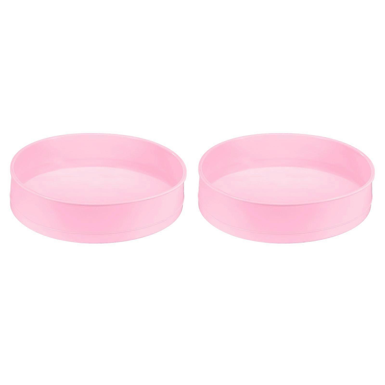 2 Pack 9.8 Inch Round Silicone Cake Pans Nonstick Quick Release Baking Molds Pink