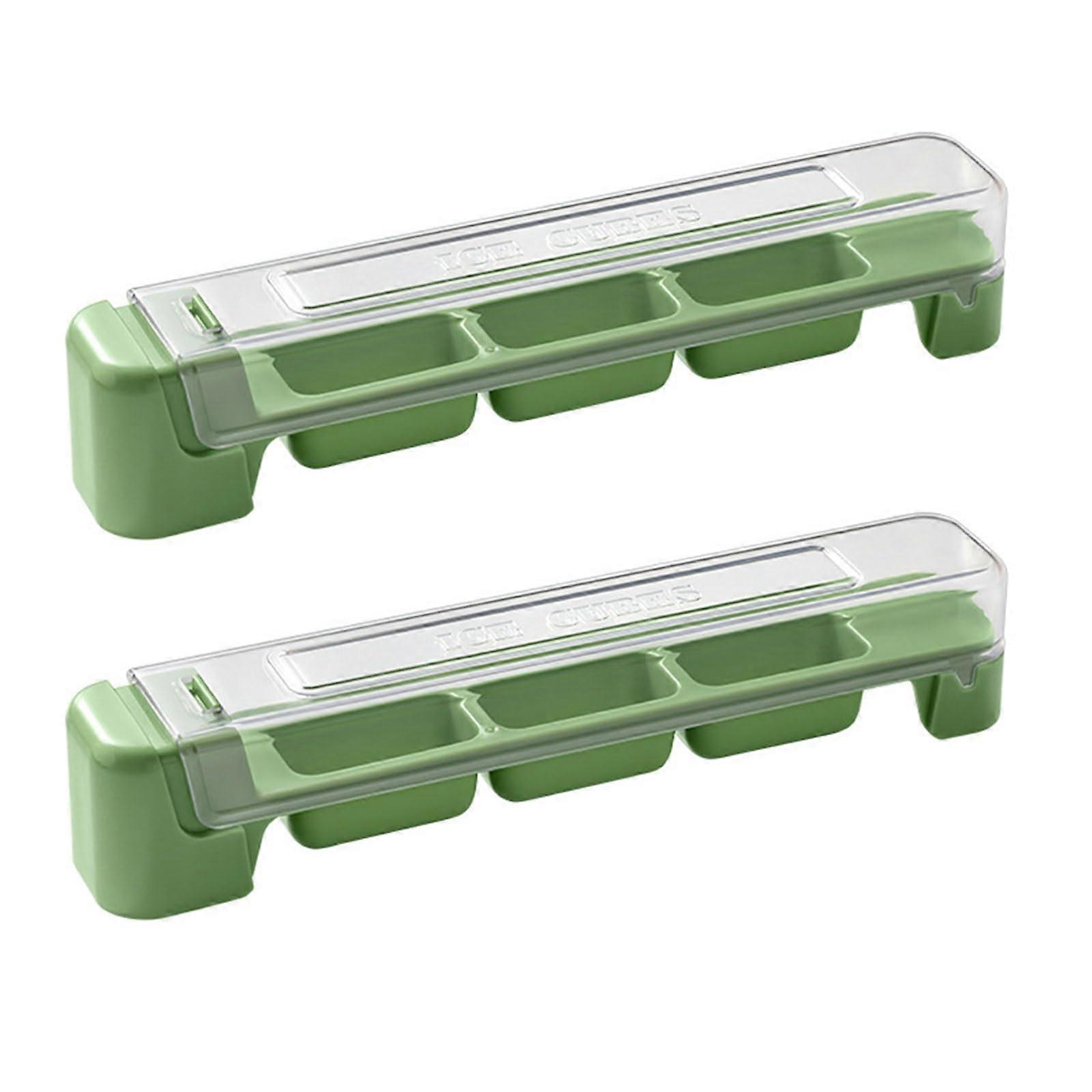 Set of 2 Rectangular Silicone Ice Cube Trays with Lids, Easy Release Large Mold for Cocktails