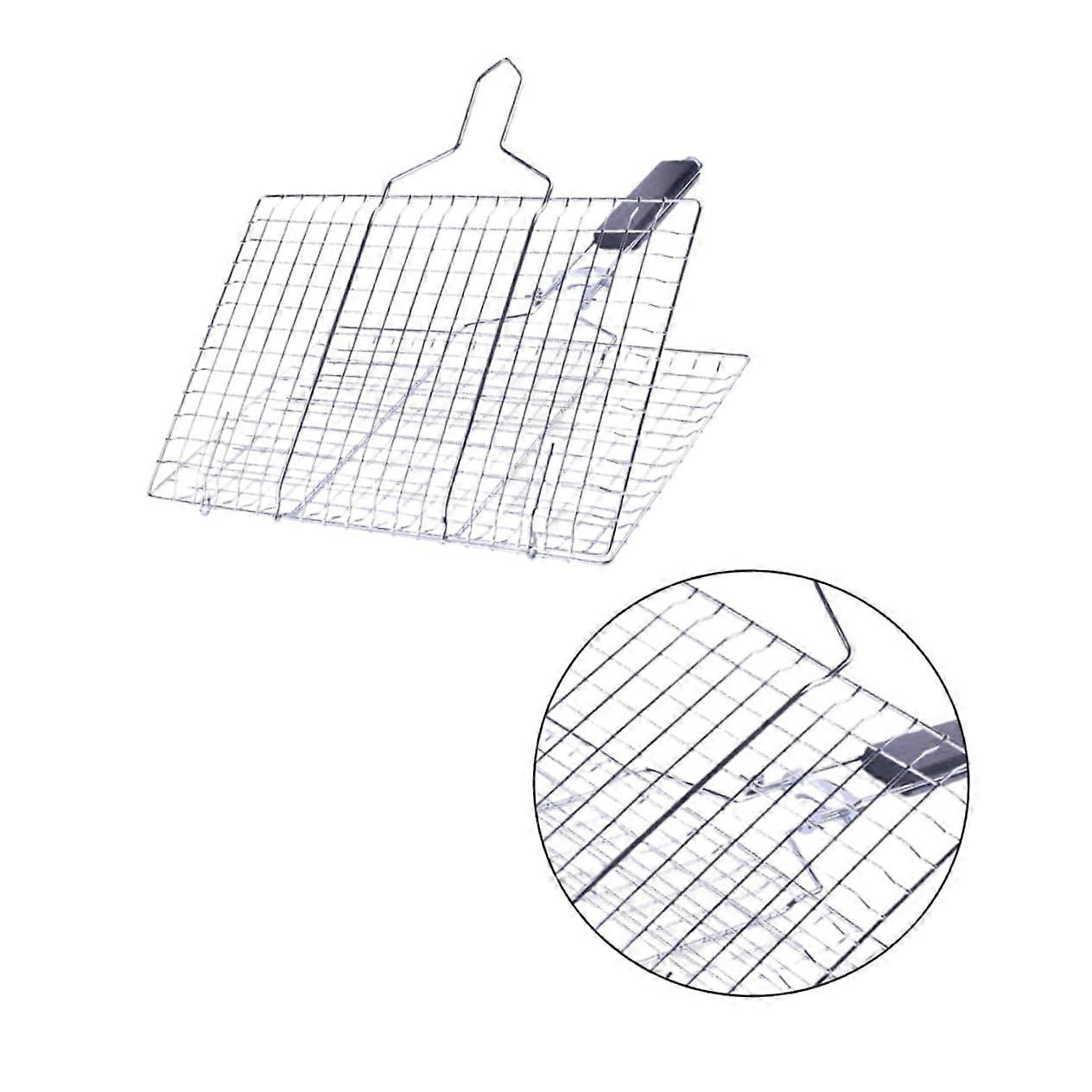 Grill Basket with Foldable Handle, Thickened BBQ Grill Grate Replacement for Fish and Vegetables