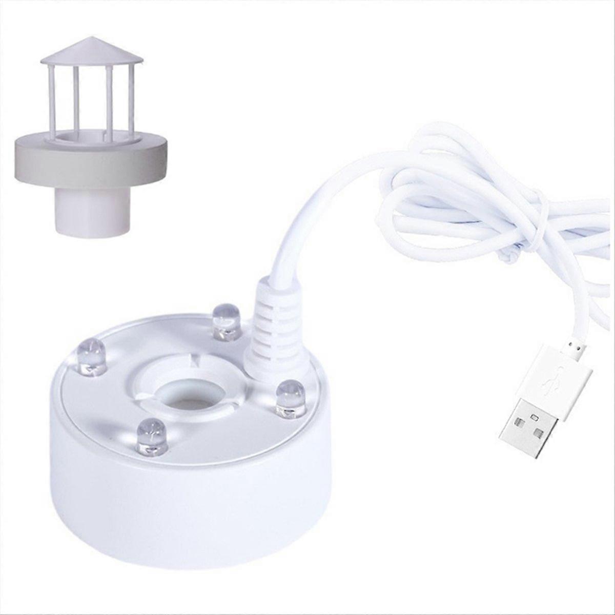 Mist Maker, Splash Guard Float USB Port 4 Color LED Lights White