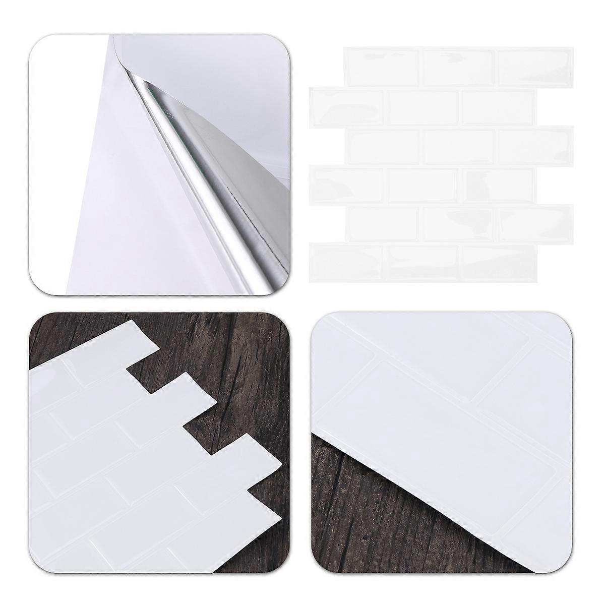 Self Adhesive Wall Tile White for Removable Waterproof Kitchen Backsplash