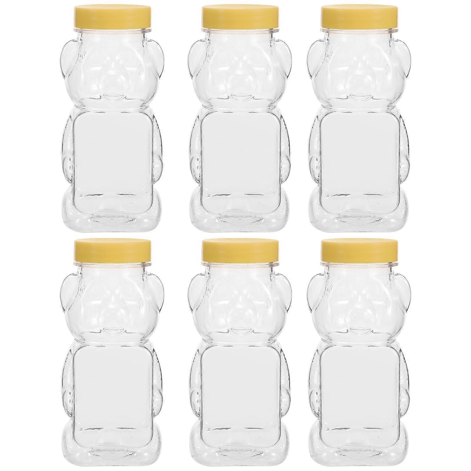 Transparent Bear Honey Bottle for Storage Use with 6Pcs Candy Jars