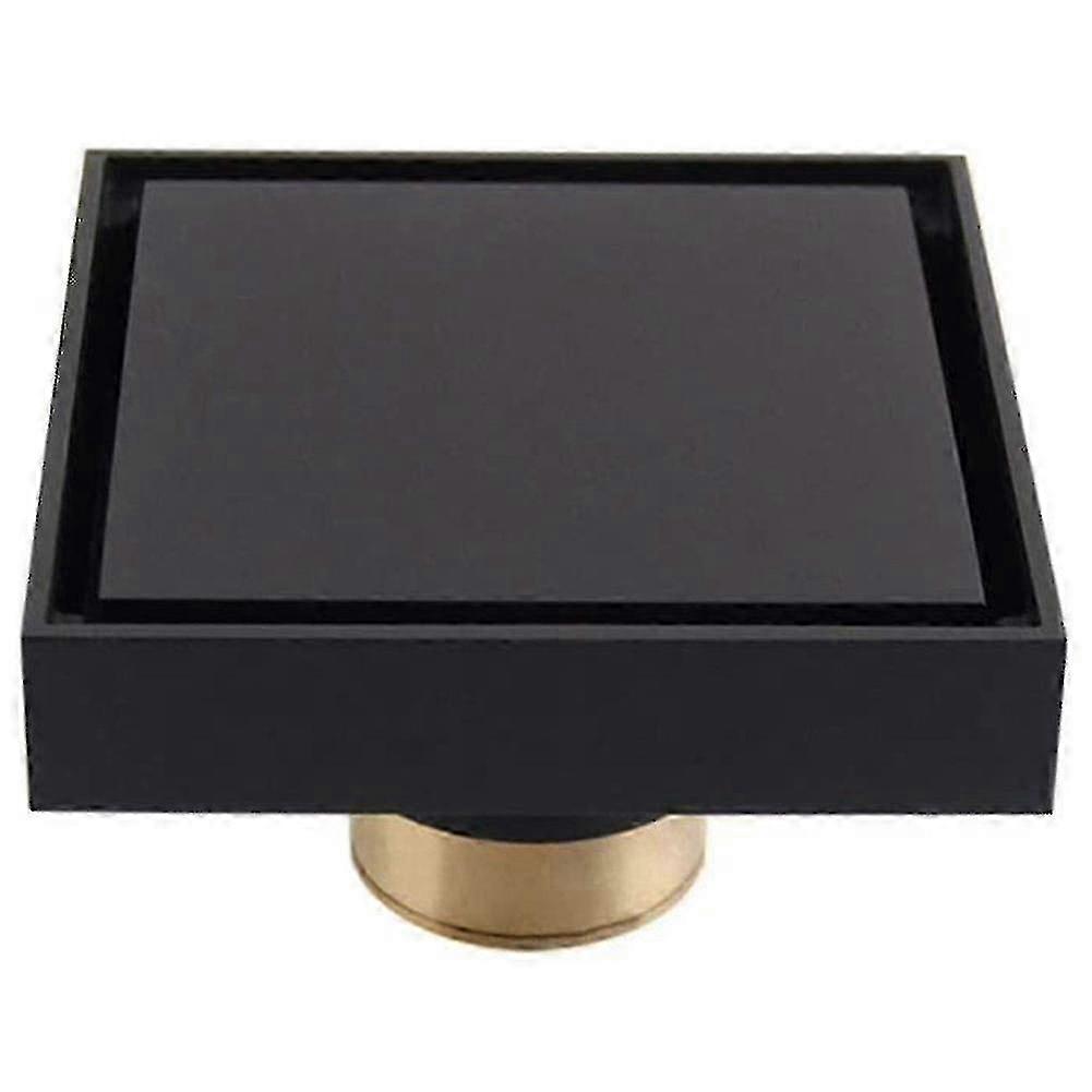 4 Inch Solid Brass Square Shower Floor Drain With Tile Insert Grate 25-26s