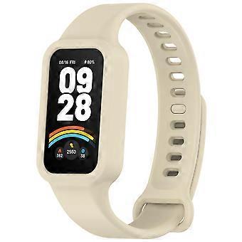 Active Watch Band Ivory Silicone Strap with Case, Adjustable Soft TPU for Xiaomi Band 9 and Redmi Band 3