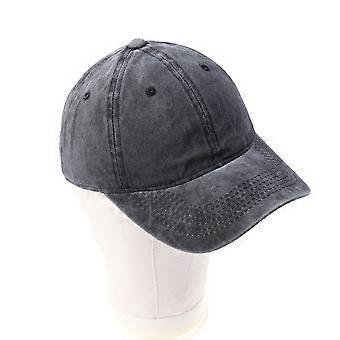 Casquette de baseball vintage en coton teint et délavé, ajustable, noire.