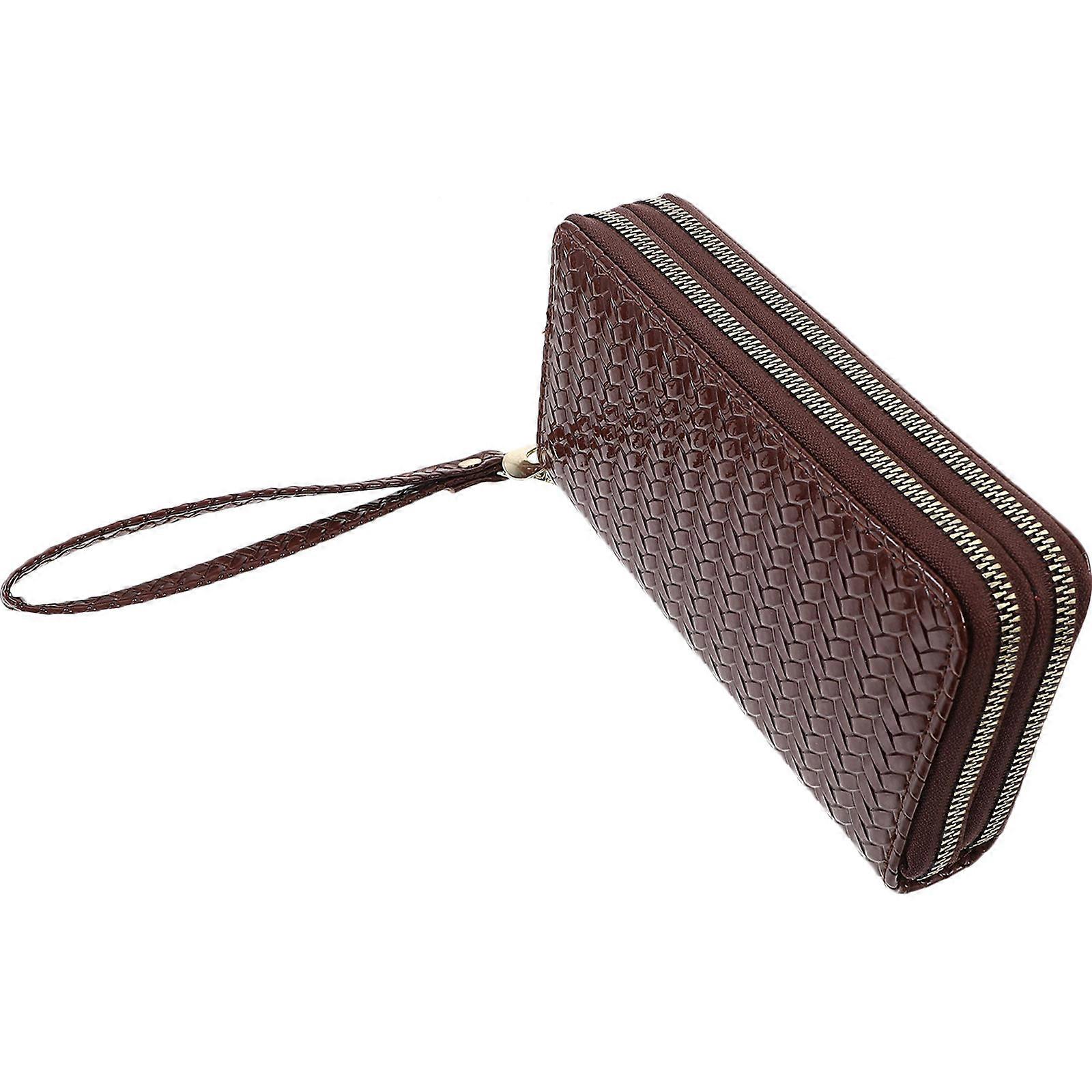Split Womens Long Wallet with Double Zipper for Storage