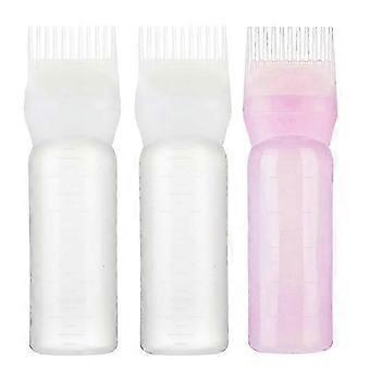 Conjunto de 3 frascos aplicadores de pente para raiz, dispensador de óleo capilar compatível com ferramentas de modelagem de cabelo.