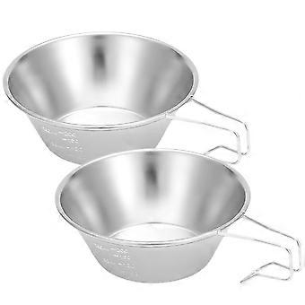 Portable Stainless Steel Camping Bowl for Food Storage 2Pcs Silver