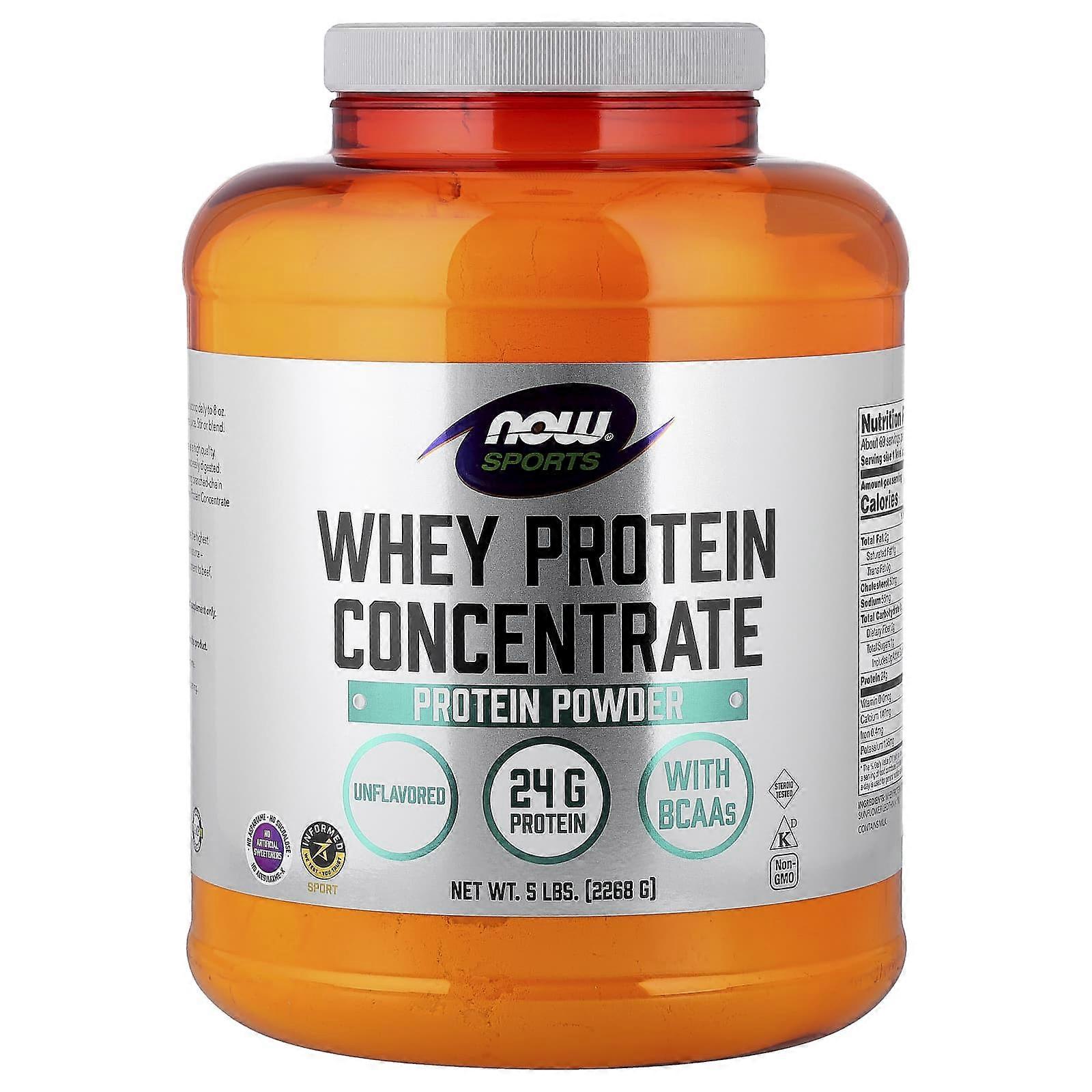 NOW Foods, Sports, Whey Protein Concentrate Protein Powder, Unflavored, 5 lbs (2268 g)