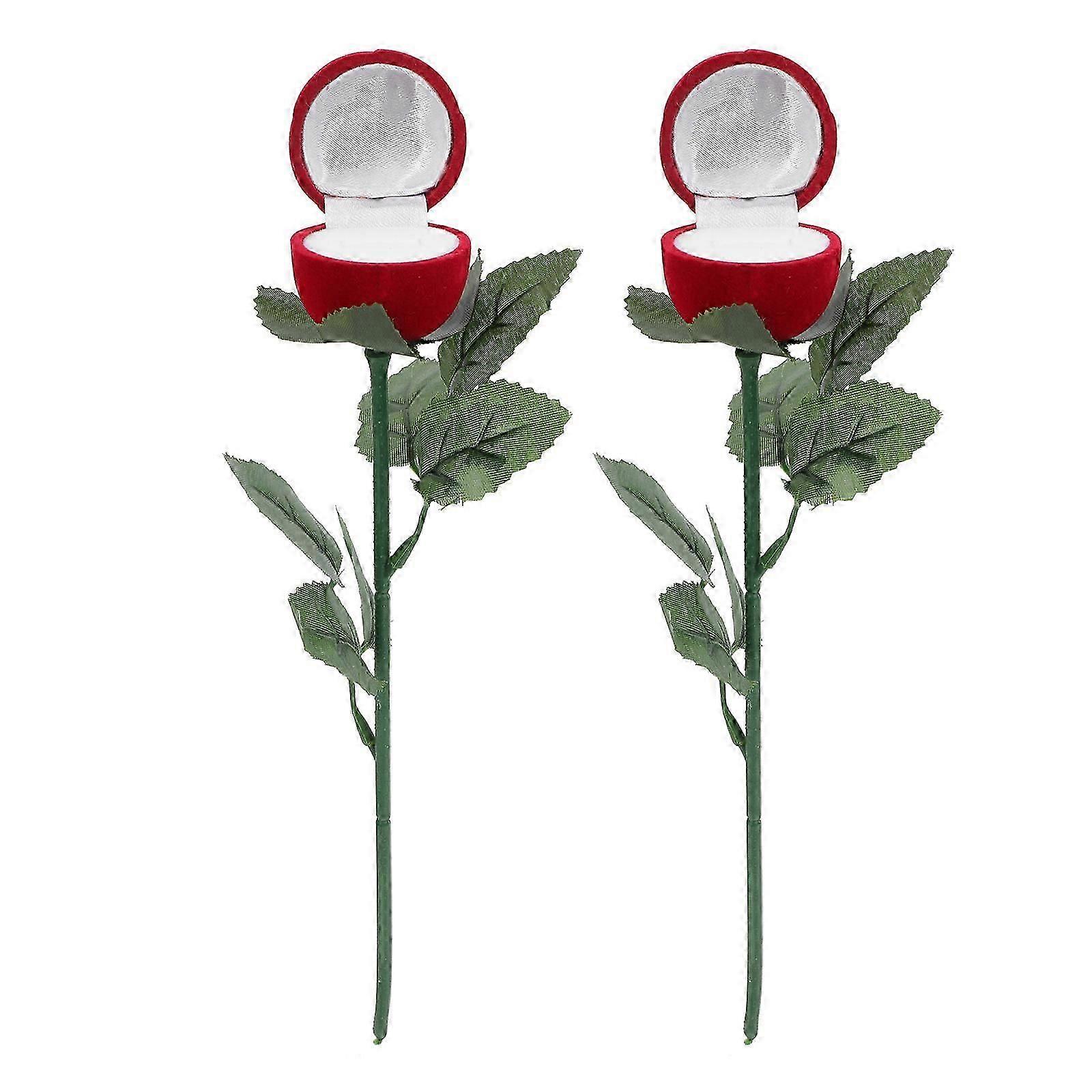 Valentine's Day Ring Case for Storage Use with 2Pcs Rose Designed Ring Boxes