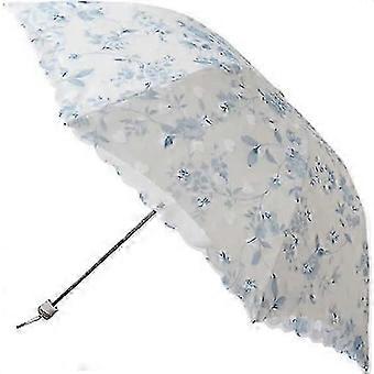 Sun Umbrella Ladies Parasol Ladies Embroidered Lace Double-Deck Anti-UV Parasol Umbrella Sun/Rain/Snow Folding Umbrella,x