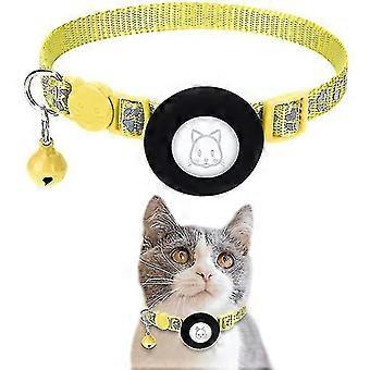 Cat Collar With Gps Holder Safety Buckle And Bell Reflective Airtag Detachable Cat Collar For Cats And Puppies